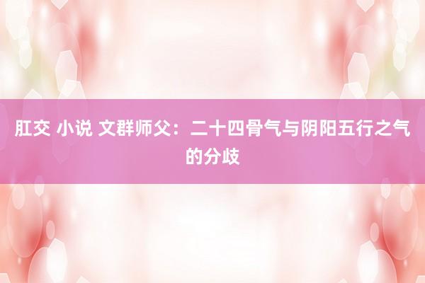 肛交 小说 文群师父：二十四骨气与阴阳五行之气的分歧